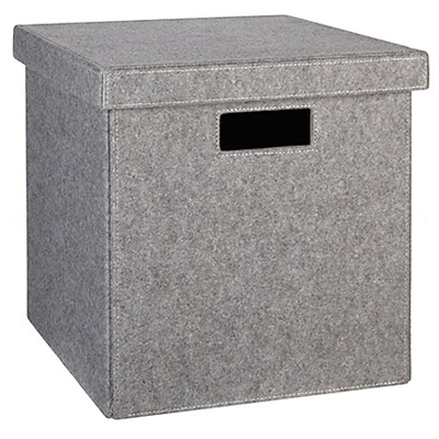 1 Large Fabric Felt Grey Storage Box with Lid, Stackable