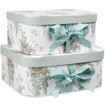 Set of 2 Duck Egg Blue Wisteria Storage Boxes
