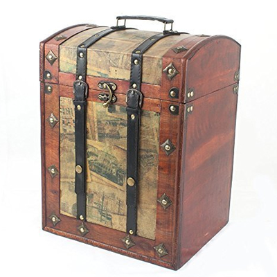 Captain's Wooden Chest with Lid and Handle