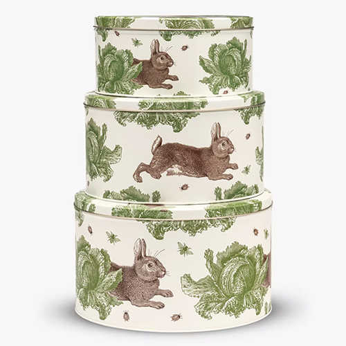 . Thornback and Peel Rabbit & Cabbage Round Cake Tins, Set of 3, Green and Multi