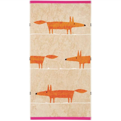 Bathroom Towels with Fox / Hedgehog Motifs by Scion