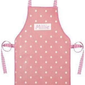 Rose Pink Polka Dots Personalised Child's Oilcloth Apron, 2-5 year olds